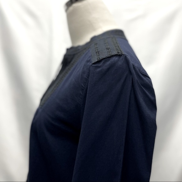 J.Crew Embroidered Bib Peasant Top Navy Blue Sz Small - Picture 6 of 13